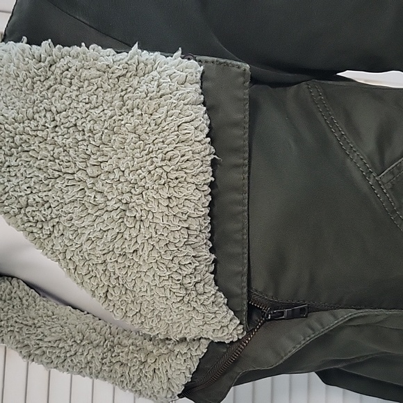 Marrakech Anthropologie Sherpa Womans Moto Jacket Sz XS Green - Picture 6 of 11
